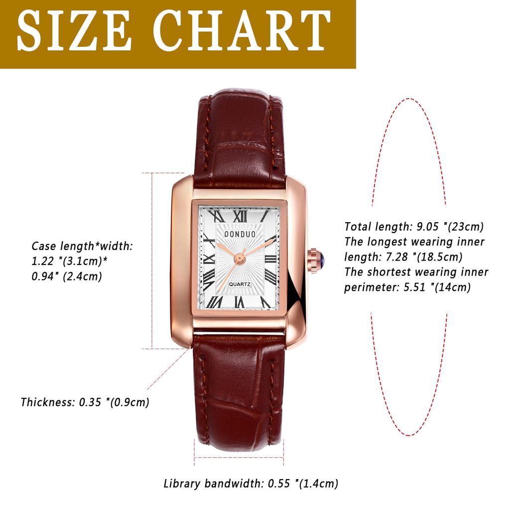 Watch with Leather Antique Roman Analog Waterproof Quartz Fashion Perfect for or as a Gift for Her Women's Strap, Numeral, Display, Movement, Brown,