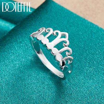 925 prabos sidabrinis karūnos žiedas madingi vestuviniai papuošalai