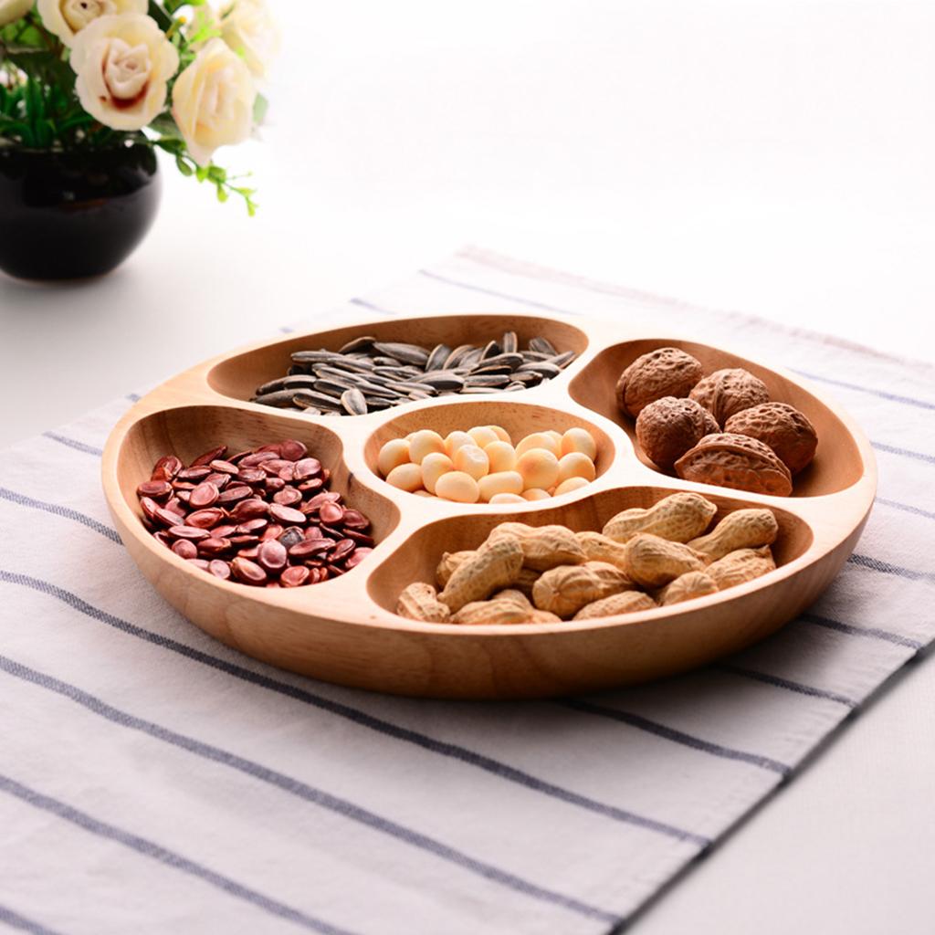 Beech Round Fruit Plate Containers Snacks Dinner 5 Apartment - 30cm