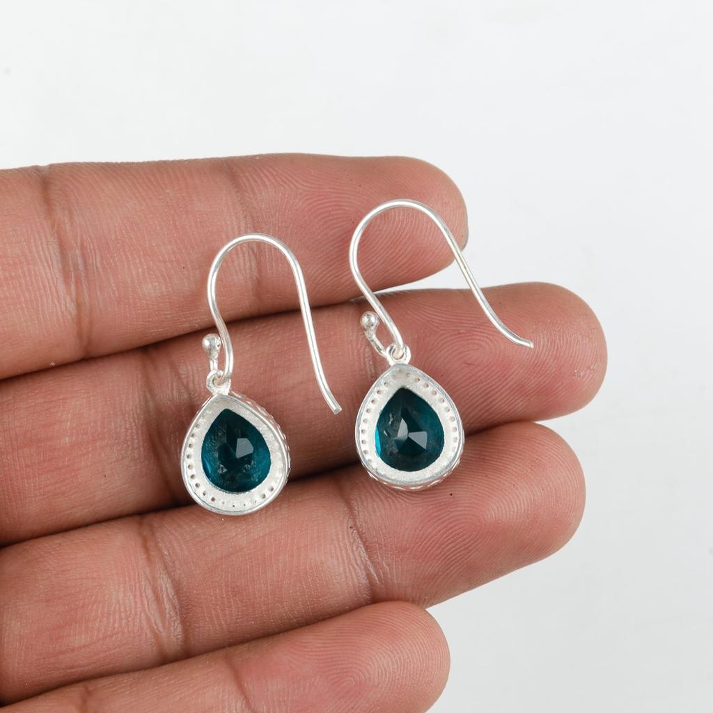 Apatite Gemstone 925 Sterling Silver Jewelry Zircon Earrings Anniversary Gift CZE-4-13
