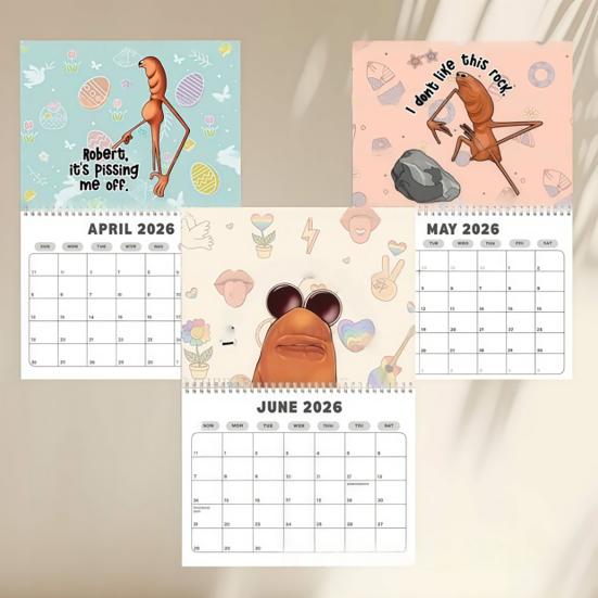 Kalendarz ścienny Robak 2026 12-miesięczny planer do zawieszenia na ścianie Zabawny mem z robakiem Prezent dla przyjaciół Współpracowników Rodziny