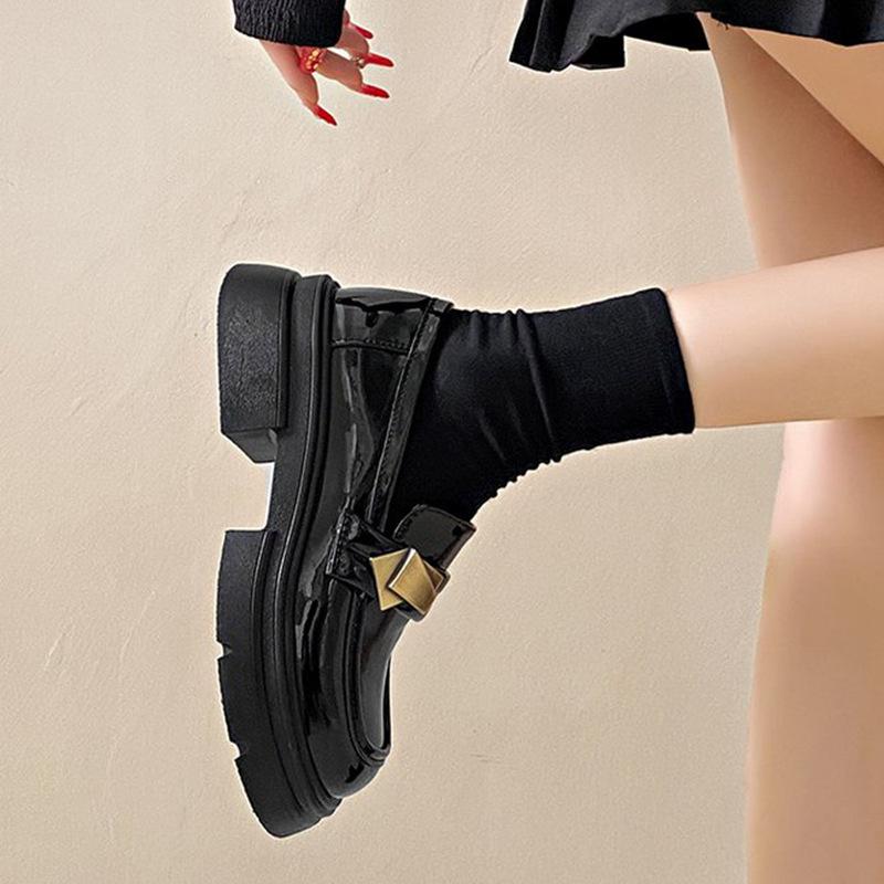 Black Platform British Style Small Leather Shoes Women's Autumn New Retro Versatile Mary Jane