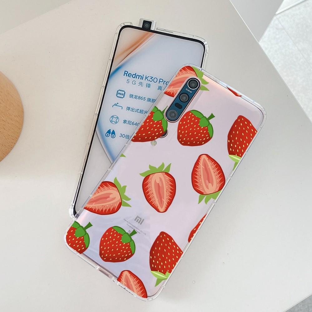 Cute Strawberry Phone Case For Samsung S 20 21 22 23 for Redmi Note7 8 9 10 for Huawei P20 30 40 Clear Case
