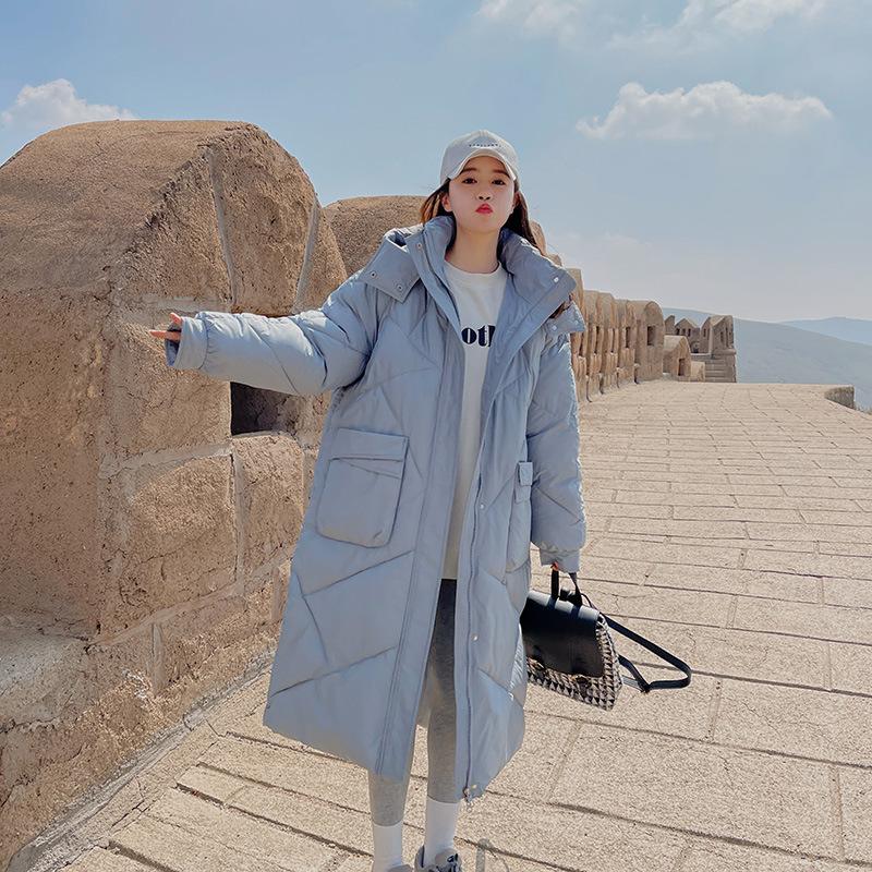 

Женская осенне-зимняя модная пуховая куртка с капюшоном средней длины до колена, утолщенная куртка-хлеб, свободное пальто XXXL