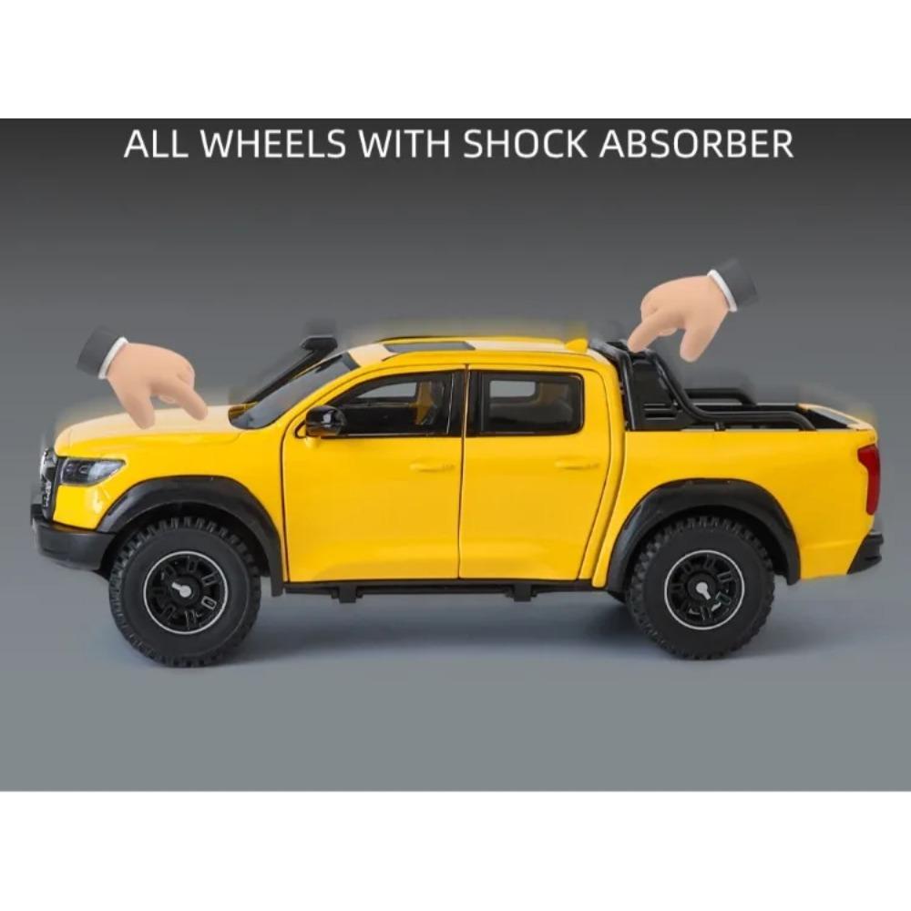 Simulation 1/24 Great Wall Motor POER Pickup Alloy Car Model with Sound Light Off Road Vehicle Toy Birthday Gift Collection