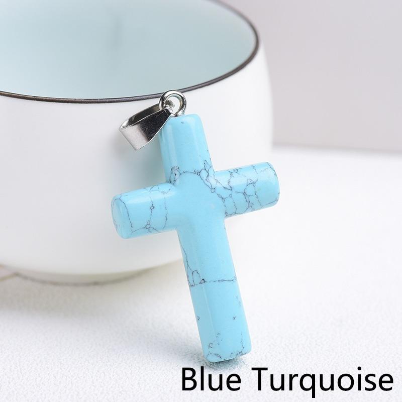 Creative Lapis Lazuli Cross Pendant For Women