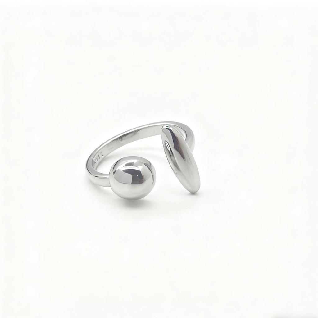 Asymmetrical Geometric Sphere & Ellipse Women's Adjustable Ring - Hip Hop Style