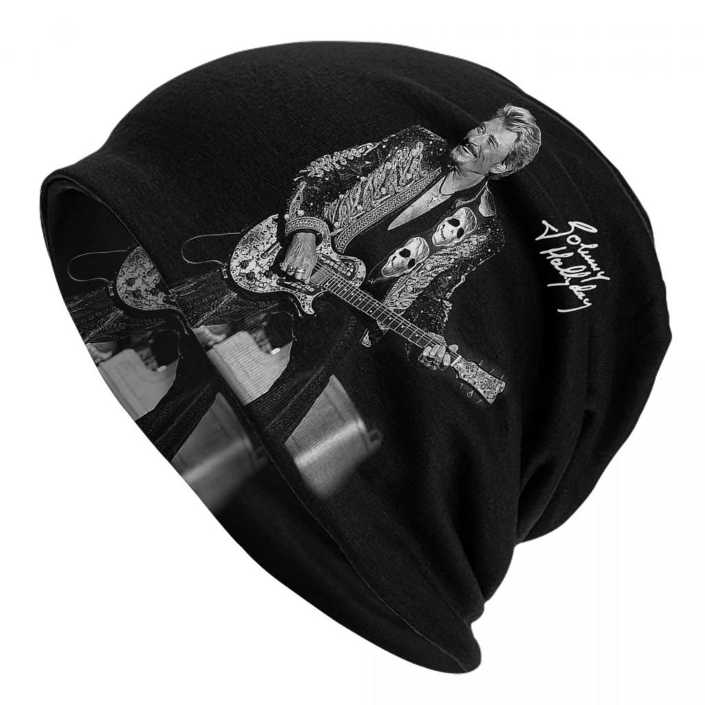 Individuelle Johnny Hallyday Mütze Gestrickte Mütze Unisex Damen Hip Hop Unisex Französischer Popsänger Winter Warm Skullies Beanies Mützen