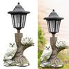 Solar Garden Statue Light Owl Figurine Lamp Lighted Figure Decoration Resin Bird Sculpture