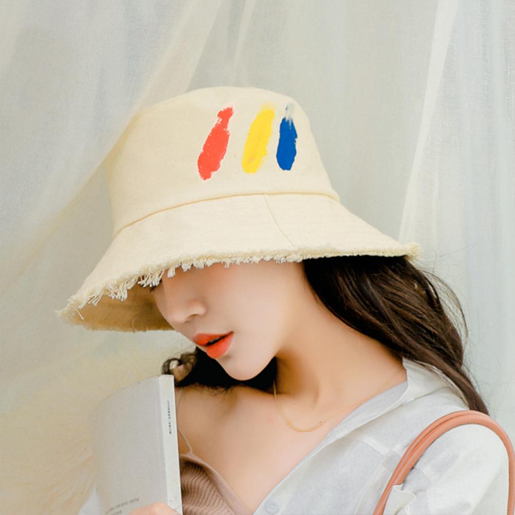 Women Wide Brim Sun Hat Cotton Fisherman Cap  for Out Travel