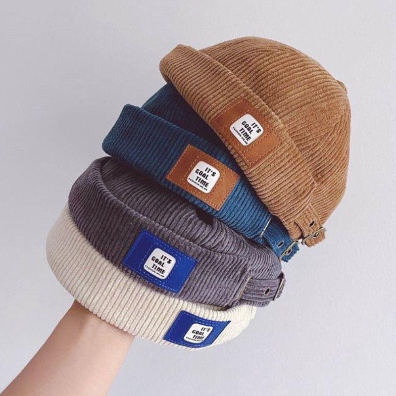 Corduroy Brimless Cap For Men Women Solid Color Retro Beanie Dome Hats Adjustable Landlord Docker Cap Streetwear Hip Hop Hats