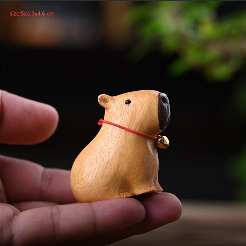 

Капибара Capybara Милое Животное Маленькая Модель Статуэтка, Резьба по Массиву Дерева Украшения для Дома Комнаты Офиса Машины S