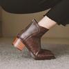 Fashion Female Short Shoes Leather Elegant With Medium Heels Fur Hot Booties Chic Designer Luxury Goth High Quality Women's Ankle Boots