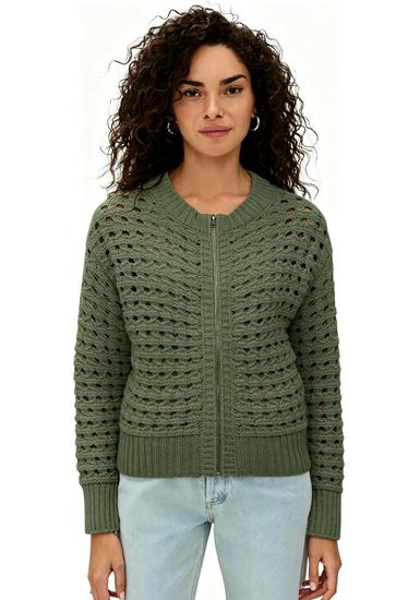 2026 Women's Casual Hollow Knit Zipper Sweater Jacket - Summer Trend
