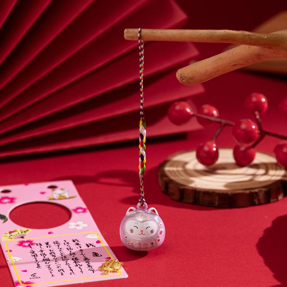 Bring Wealth Cat Bells Pendant Cat Daruma Bells Pendant Key Chain  Handbag Accessories