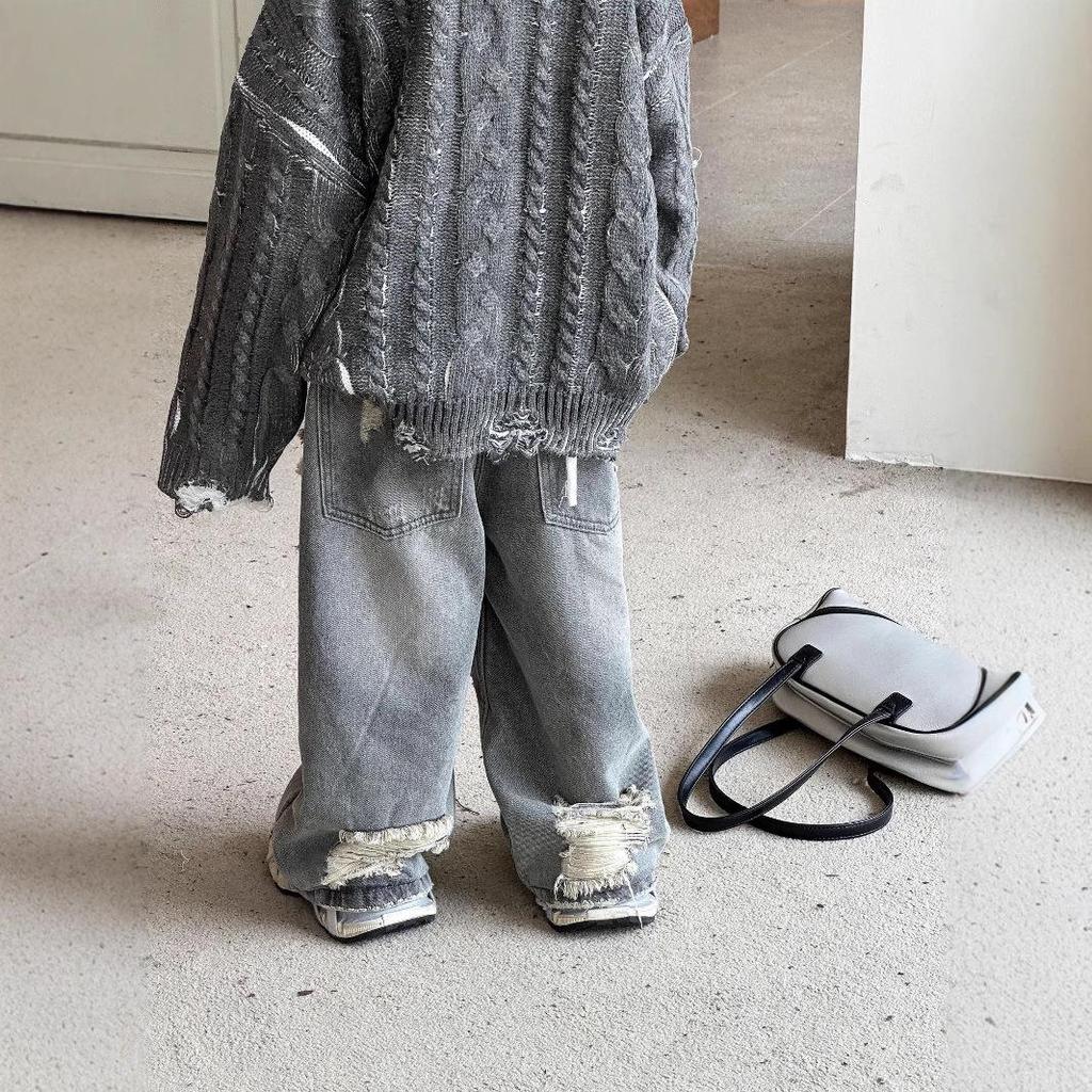 Kids' Fleece-Lined Wide-Leg Jeans