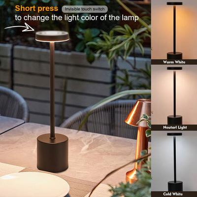 Classic Metal Touch Sensor LED Table Lamp Rechargeable Desk Lamp 3 Colors Creative Ambient Light Bar Room Decor Night Light