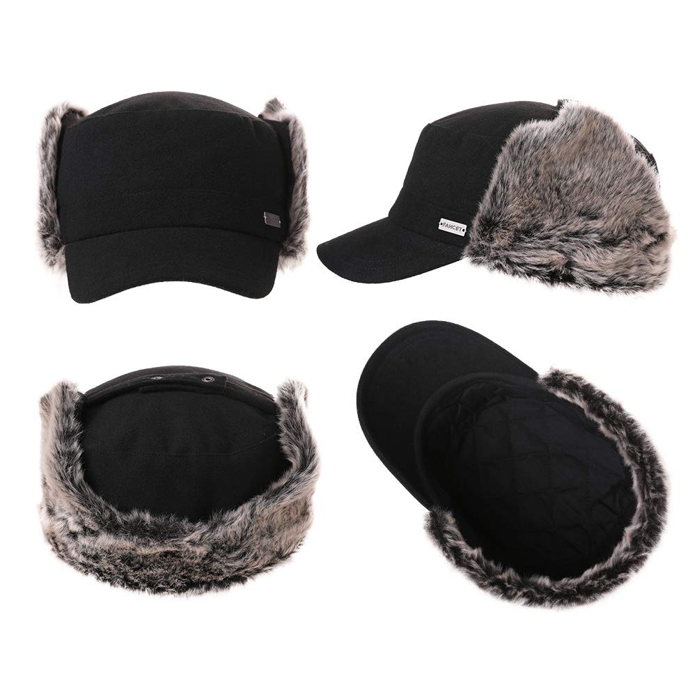 Siggi Cap with Ear Work Cold Weather Earmuff Military Warm and Soft for Fall and Men and Perfect for Snow and Outdoor Plus Sizes and Black Flaps, Cap,