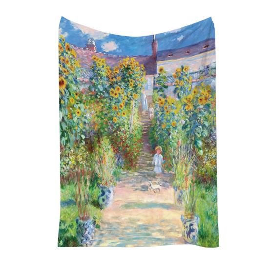 Oil Painting Nap Blanket, Soft Warmth Double-Sided Flannel, Digital Print Shrink-Resistant Machine Washable Office Travel Throw Blanket
