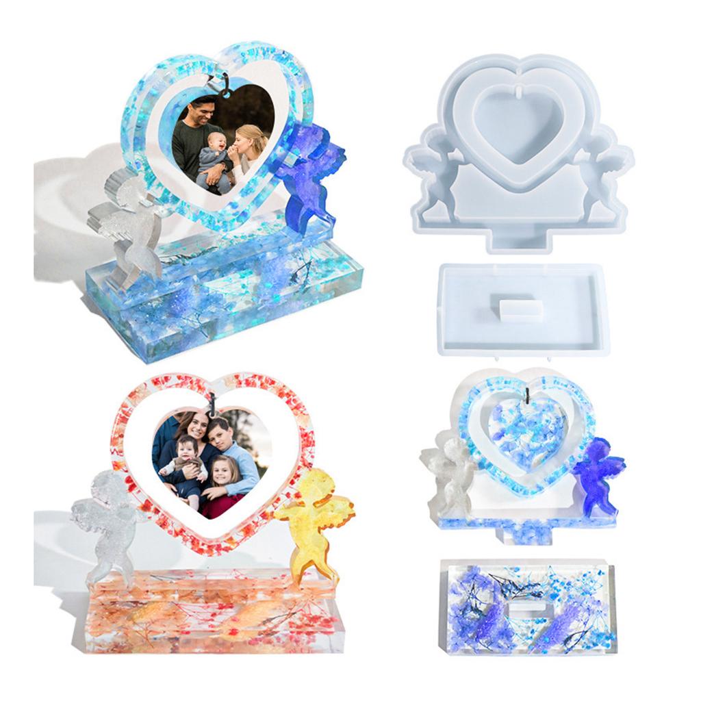 Capture Memories Cupids Heart Photo Frame Silicone Mold DIY Craft Epoxy Resin Casting Molds Home Office Ornaments