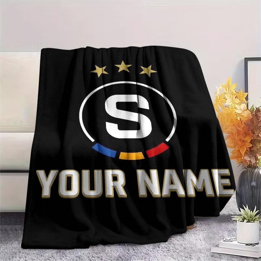 1PC Custom Name AC Sparta Praha Patterned Flannel Blanket Suitable For All Seasons for Home Decor Warmth and Comfort Gifts Holiday Present