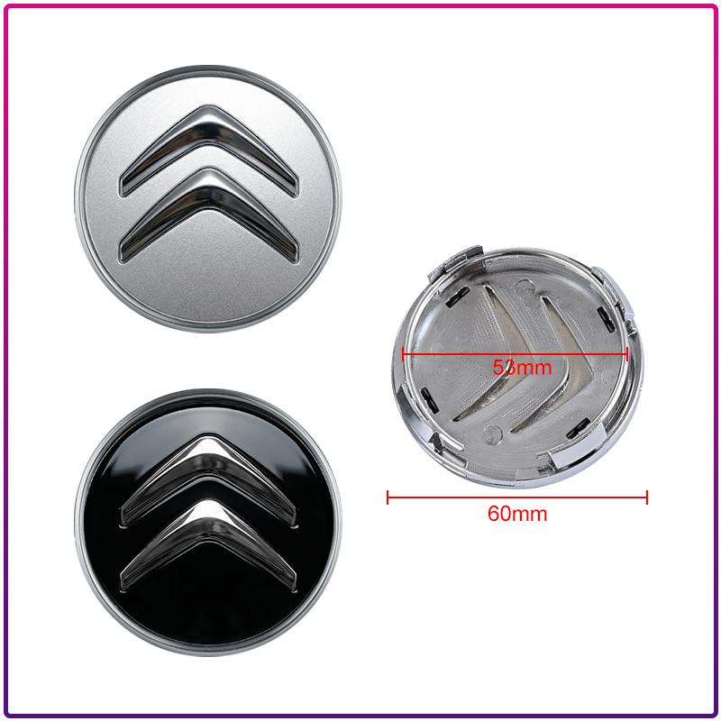4 Pièces 60MM Cache-Moyeux de Roue de Voiture Cache-Jante Étanche Style de Voiture Pour Citroen C1 C2 C3 C4 C5 C6 C5X E-C4 C-Crosser C4 Cactus Berlingo Elysee C-ZERO