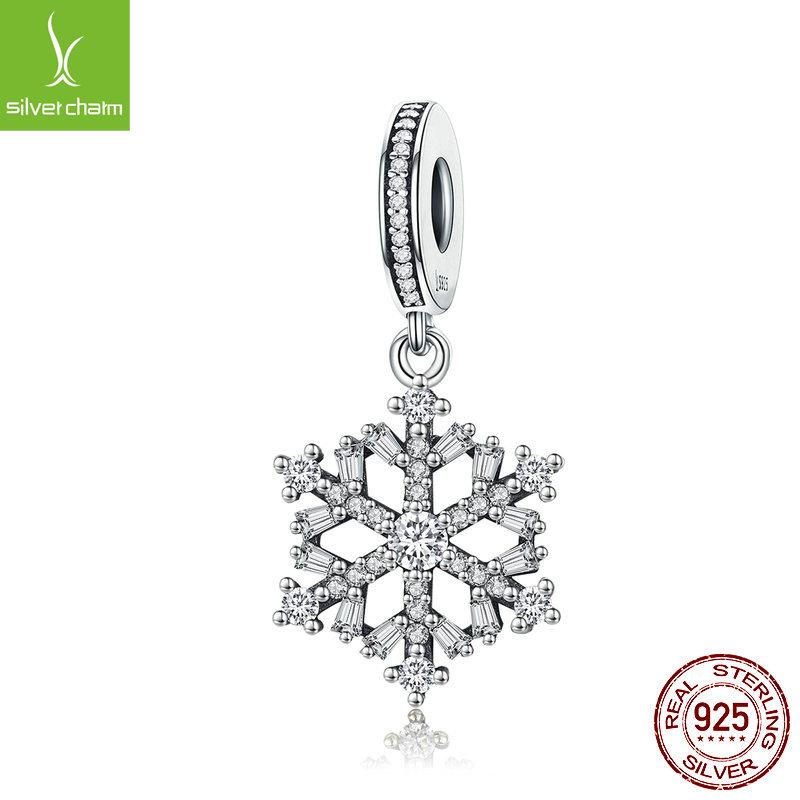 Christmas Series Silver Beads Charm Snowflake Reindeer S925 Silver Beaded Pendant Accessories