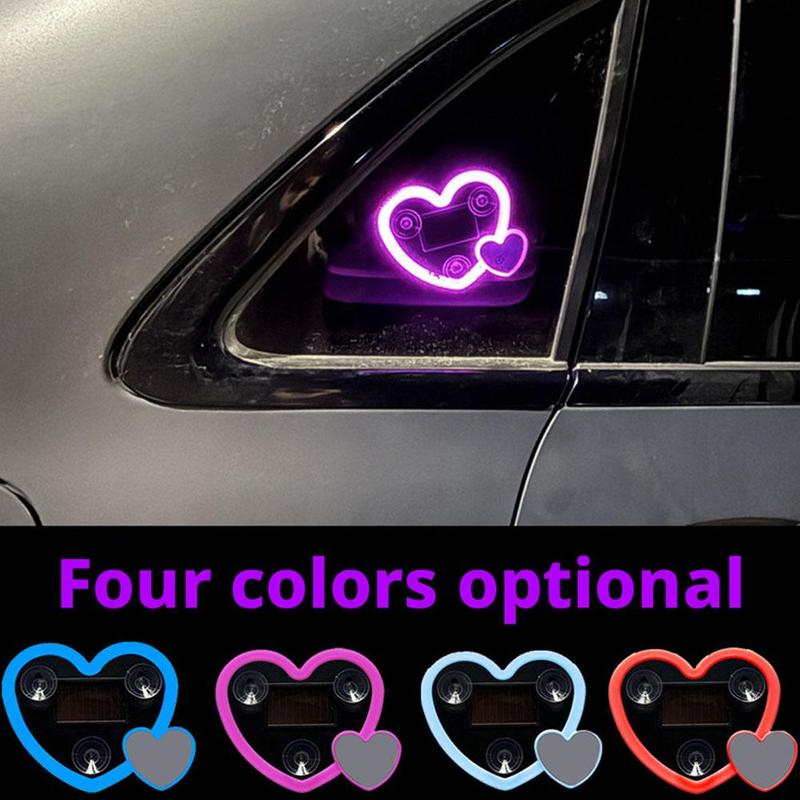 Solar Powered Heart Shaped Neon Light Car Atmosphere 4 Car Lamp Modes Accessory Ambient With Decoration Light Z5n1