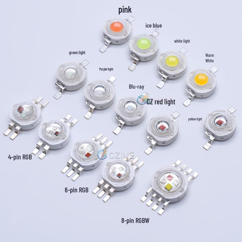 High Power RGB LED Beads: 1W/3W Red, Green, Warm White, Blue, Full Spectrum Ultraviolet.