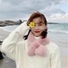 Winter Solid Color Furry Bib Warmth Faux Rabbit Fur Cross Scarf Womens Faux Fur Scarf Leaves Fakes Fur Collar Winter Accessories