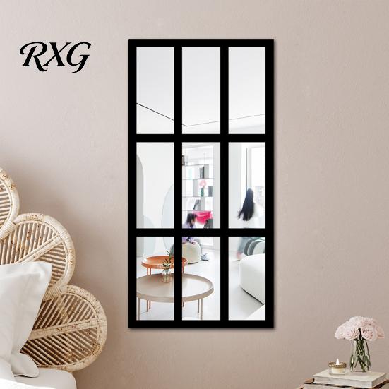 Boho Style Wall Mirror Stickers Arched Window Decor, Wooden Frame Acrylic Fake Mirror, Modern Art Self-Adhesive Windowpane Sticker for Living