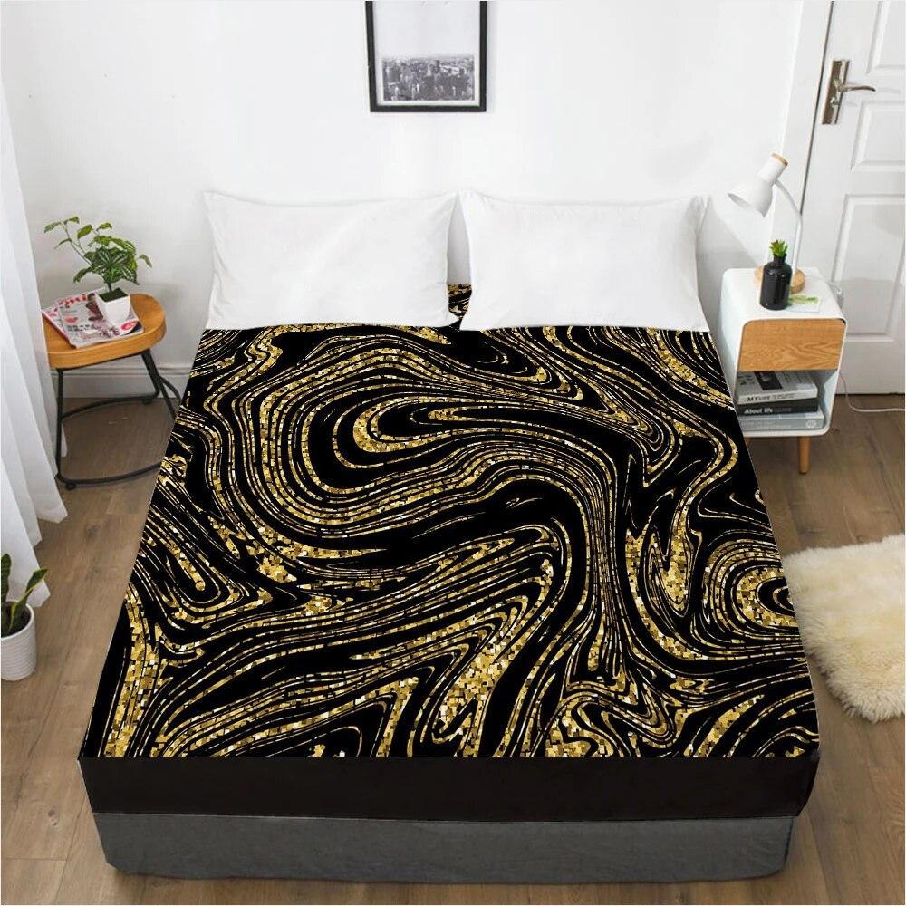 Mattress Cover Fitted Sheet With Elastic Band Bed Sheets Bedding Linens Queen King Size Bedsheet 160X200CM Nordic Marble Pink