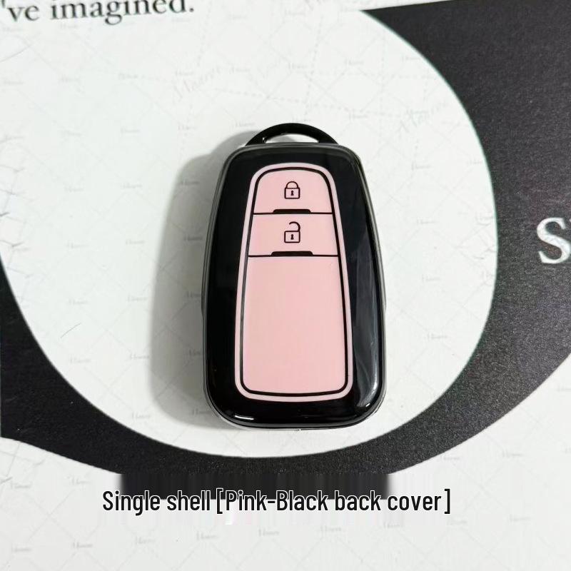 Toyota Car Key Cover - Suitable for Alphard, Corolla, Camry, Crown, RAV4 - Black/Pink