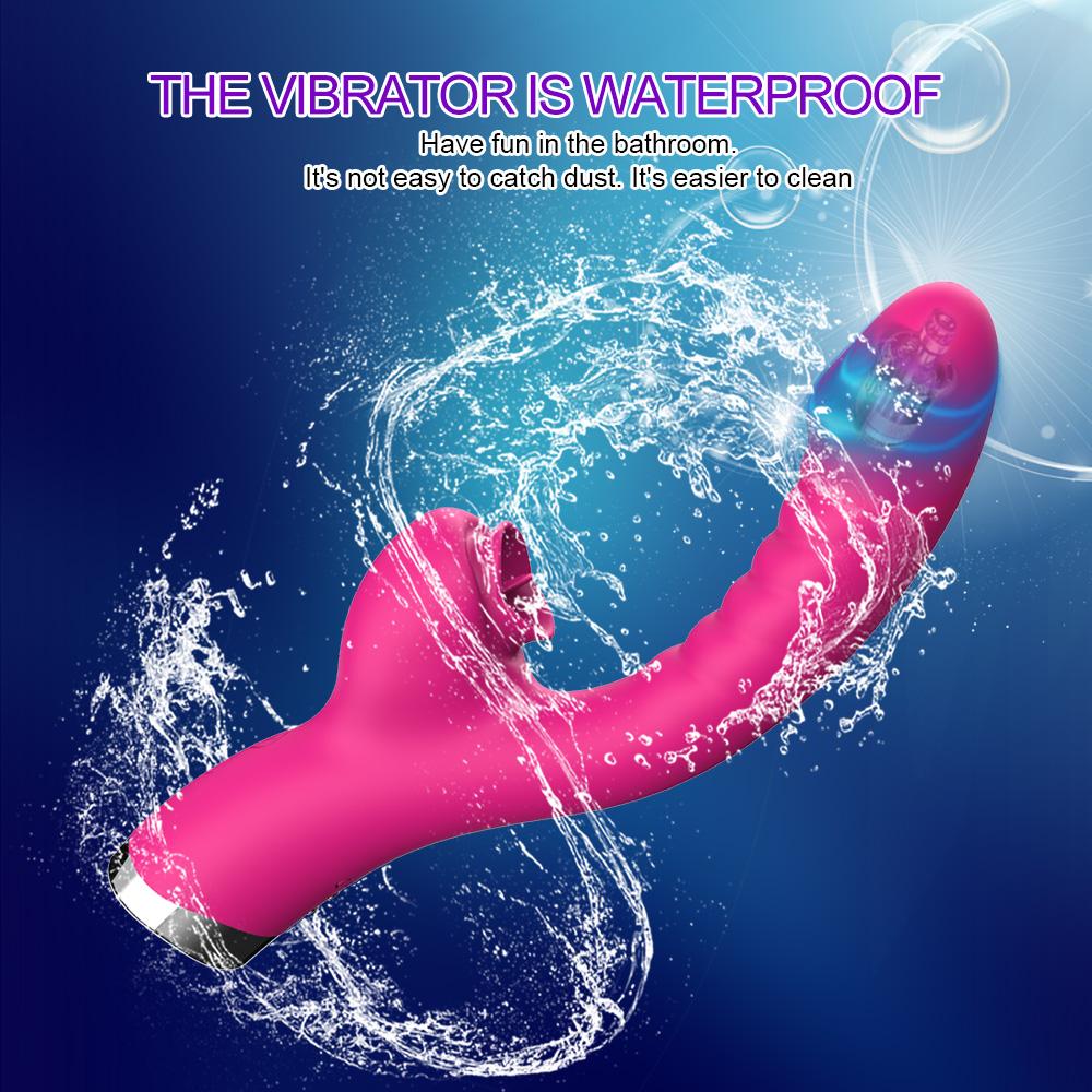 Vibrator pentru femei 2 în 1 Mașină de lins Stimulator de clitoris G-Spot Puternic vibrator Dildo Baghetă Femeie Clitoris Sucker Jucării sexuale pentru adulți