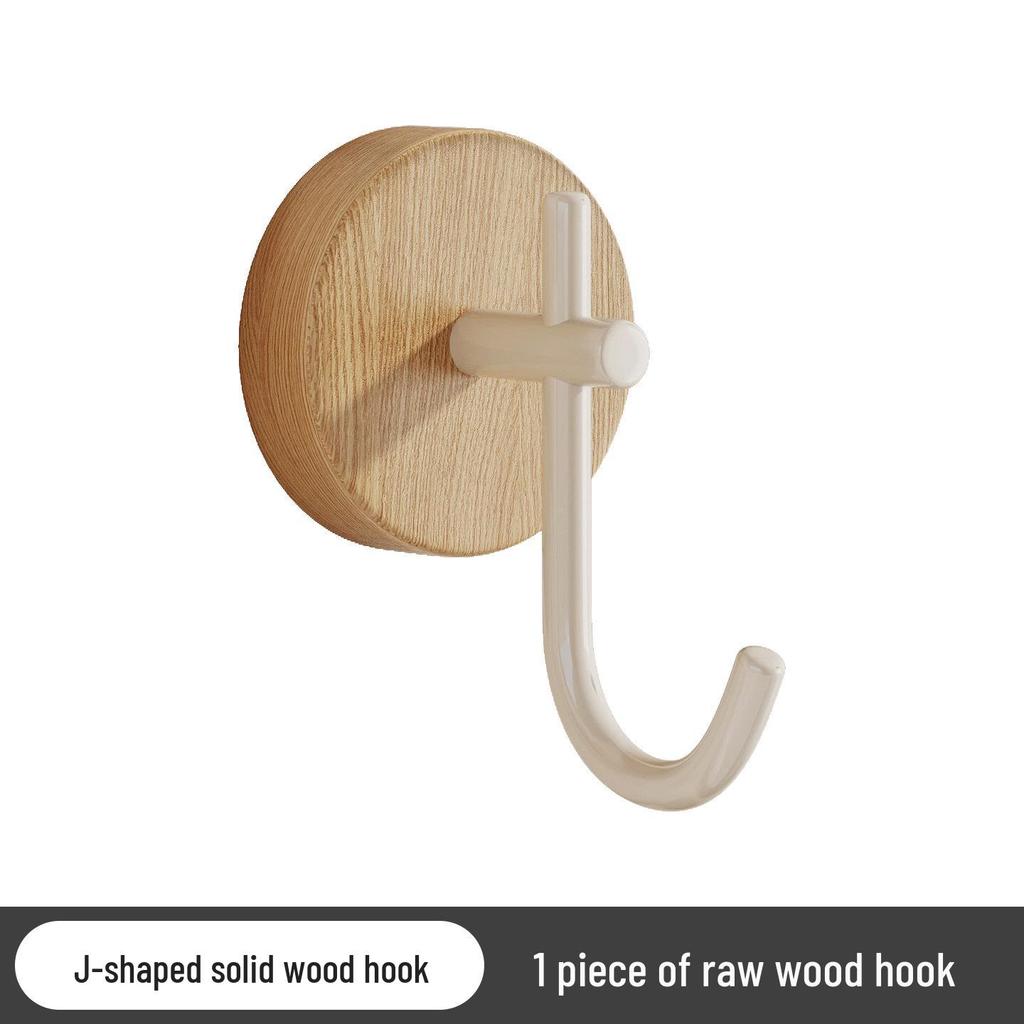 Walnut Solid Wood Door Hook, Nail-Free Wall-Mounted Clothes Hanger for Bedroom Decor