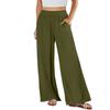 Women's Loose High-waisted Cotton And Linen Solid Color Straight-leg Flared Pocket Wide-leg Pants