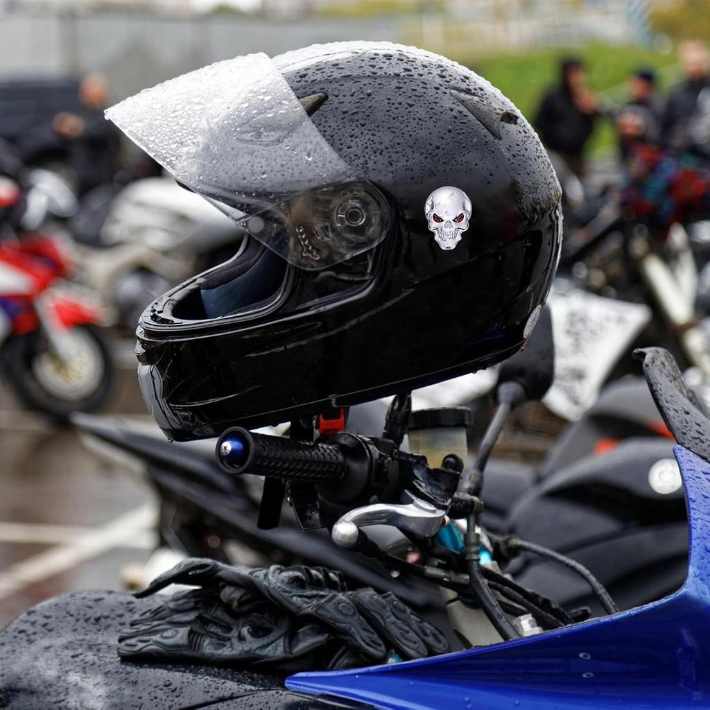 Skull Car Emblem Decal Metal Sticker Emblem Decal Motorcycle Car Skull Accessories (Silver)