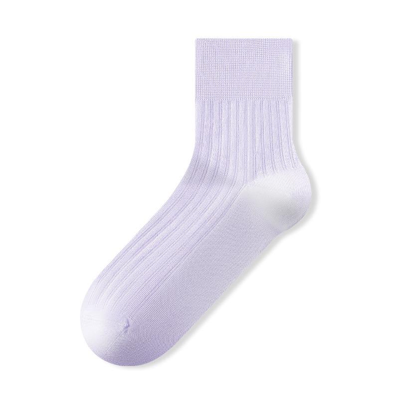 

Silk Stockings for Children, Summer Lightweight Model, Ice-silk with Cooling Effect, Mesh Pattern, Breathable, Pure Color, Mid-calf Length Socks 1 pair світло-фіолетового кольору
