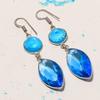 Natural Blue Topaz Gemstone 925 Sterling Silver Jewelry Earring 2.48" AE-12908