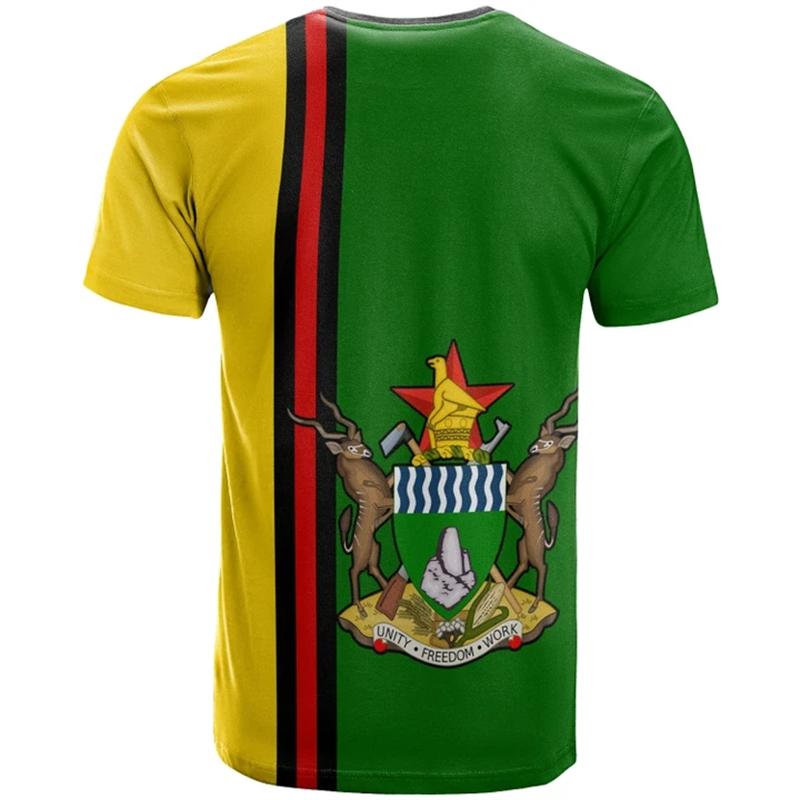 Sommer Rundhals 3D Simbabwe Print Top Modische Lässige Kurzarm Herren T-Shirts