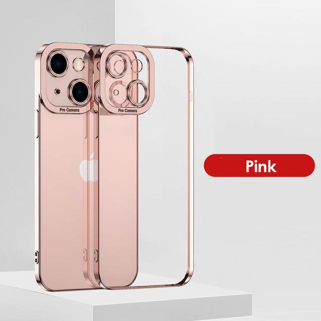 Lüks Kare Kaplama Çerçeve Şeffaf Kılıf Iphone 14 13 12 11 Pro Max Mini X Xs Xr 7 8 Artı Se Temizle Yumuşak Silikon Kapak