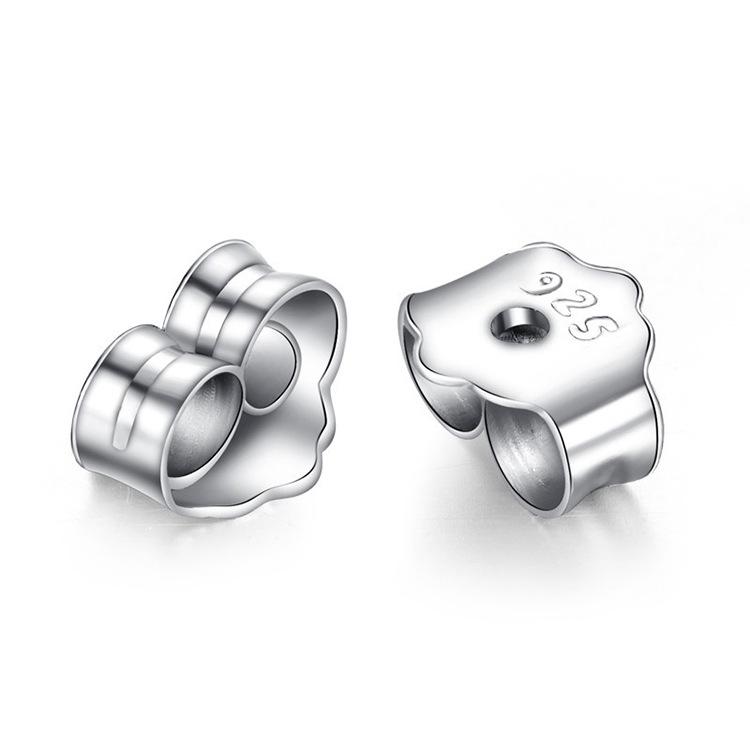 S925 Anti-Drop Ear Clip & Back Ear Stud In Gold - White Fungus Design