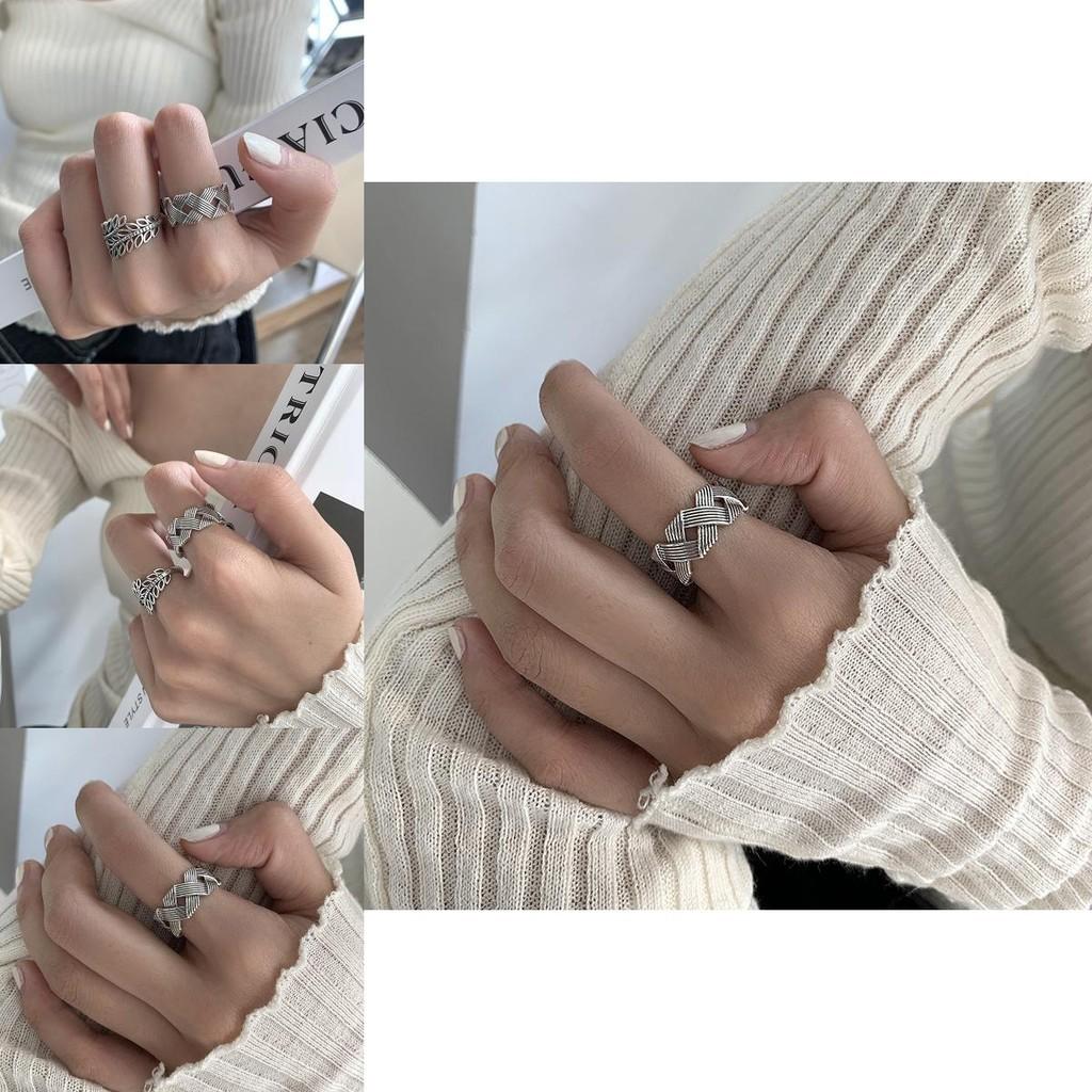 Stylish Retro S925 Sterling Silver Ring Unique Geometric Design Size Adjustable