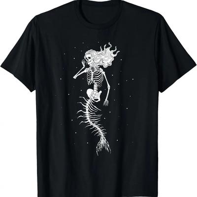 Meerjungfrau Skelett Grunge Ästhetik Gotisch Halloween Kostüm T-Shirt