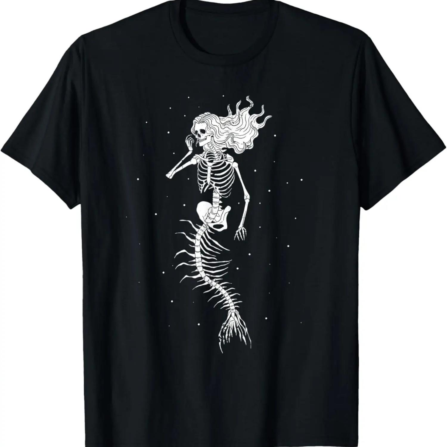 

Mermaid Skeleton Grunge Aesthetic Gothic Halloween Costume T-Shirt XXXXXL чорний