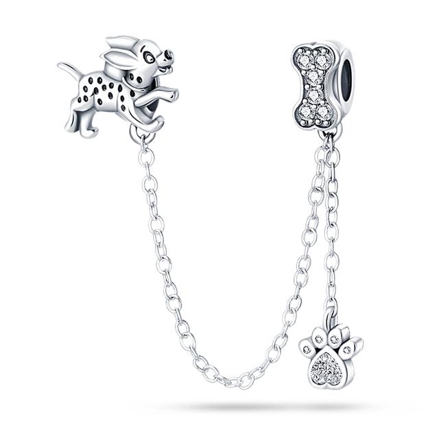 925 Silver Color Star Moon Heart Safety Chain Cz Beads Angle Wing Pendant Fit Charms Bracelet Diy Women Original Jewelry