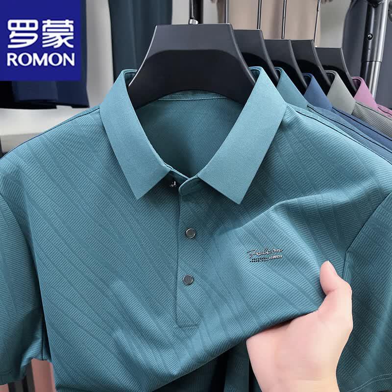 ROMON Men s Summer Loose Fit Lapel Polo Shirt 4XL