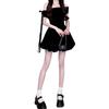 One-word shoulder off-the-shoulder black dress women's summer casual new beautiful puffy bud skirt