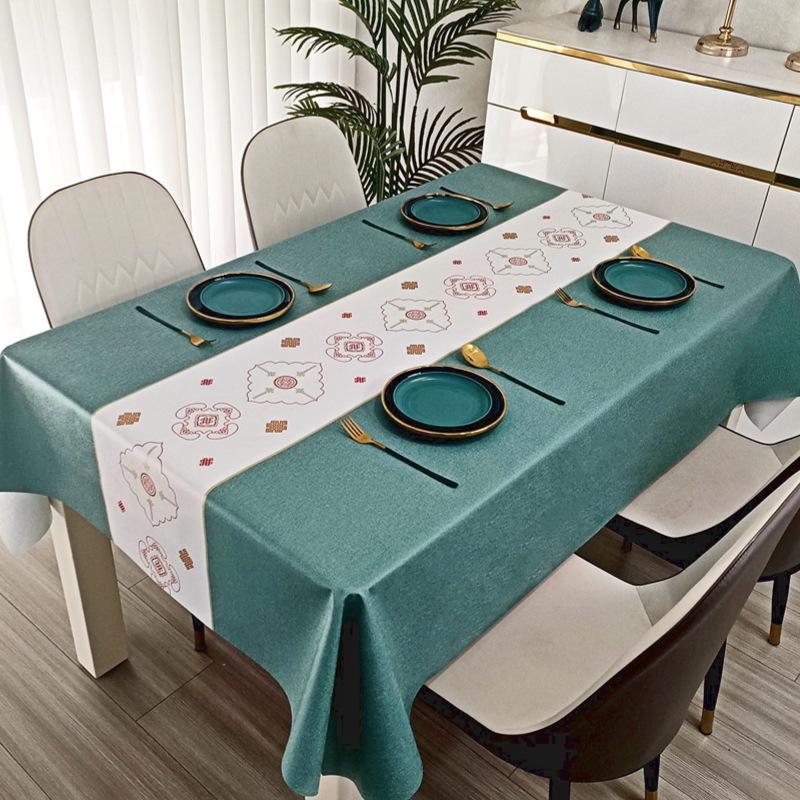 Waterproof, Oil-Proof And Anti-Scalding Coffee Table Tablecloth Leave-In Rectangular Dining Table Cloth Household Living Room Light Luxury Pvc