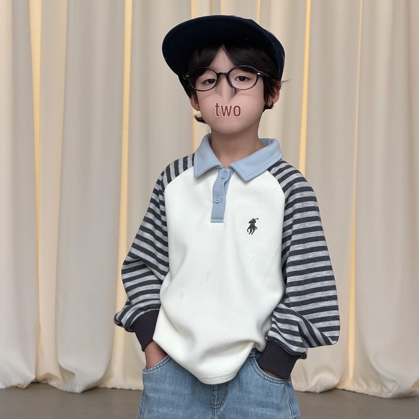 Large Boys Color Block Polo Collar Spring Top - Style 710528 130 cm